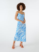 Load image into Gallery viewer, Riviera Midi Dress in Blue &amp; White Zebra