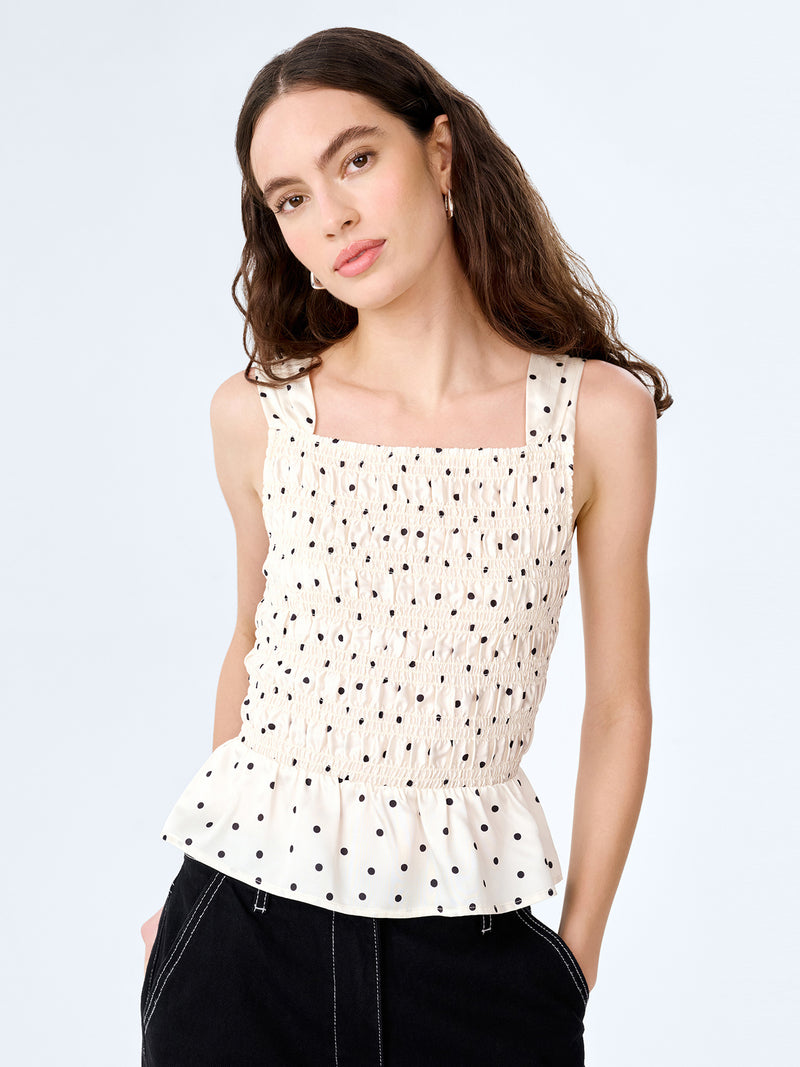 Rain Top in White Polka Dot