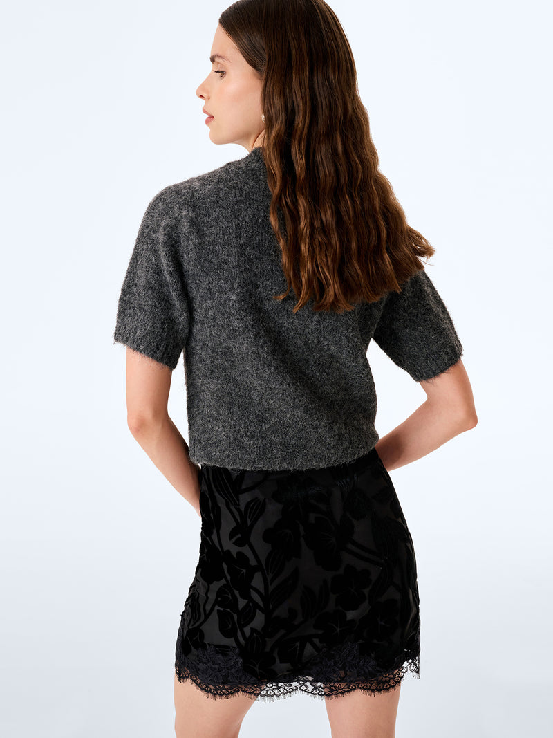 Rhya Skirt in Black Devore