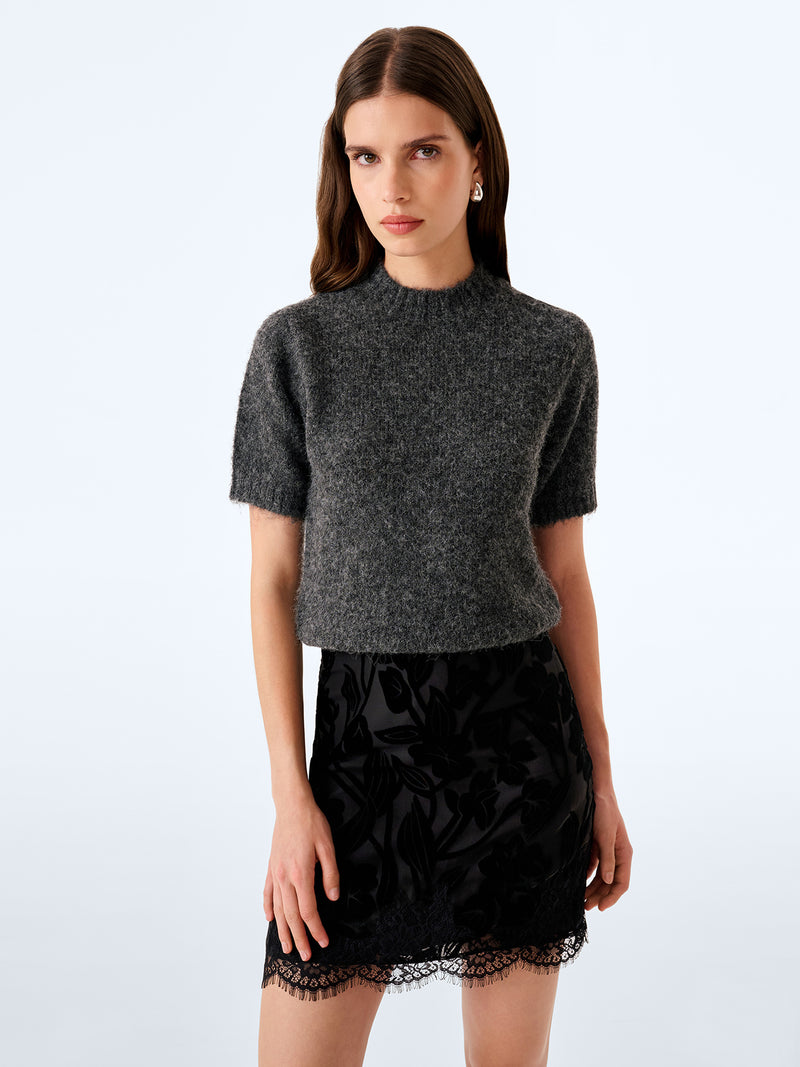 Rhya Skirt in Black Devore