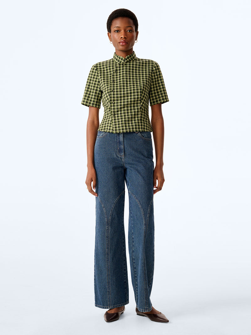 Riley Blouse in Green Check