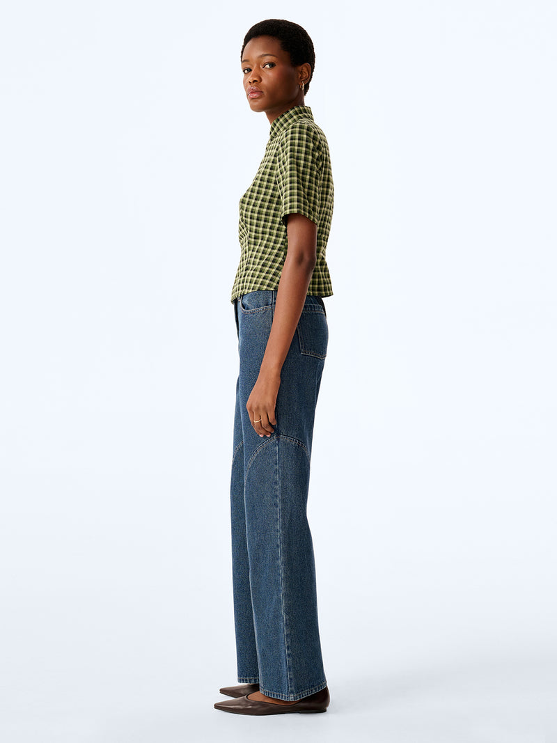 Riley Blouse in Green Check