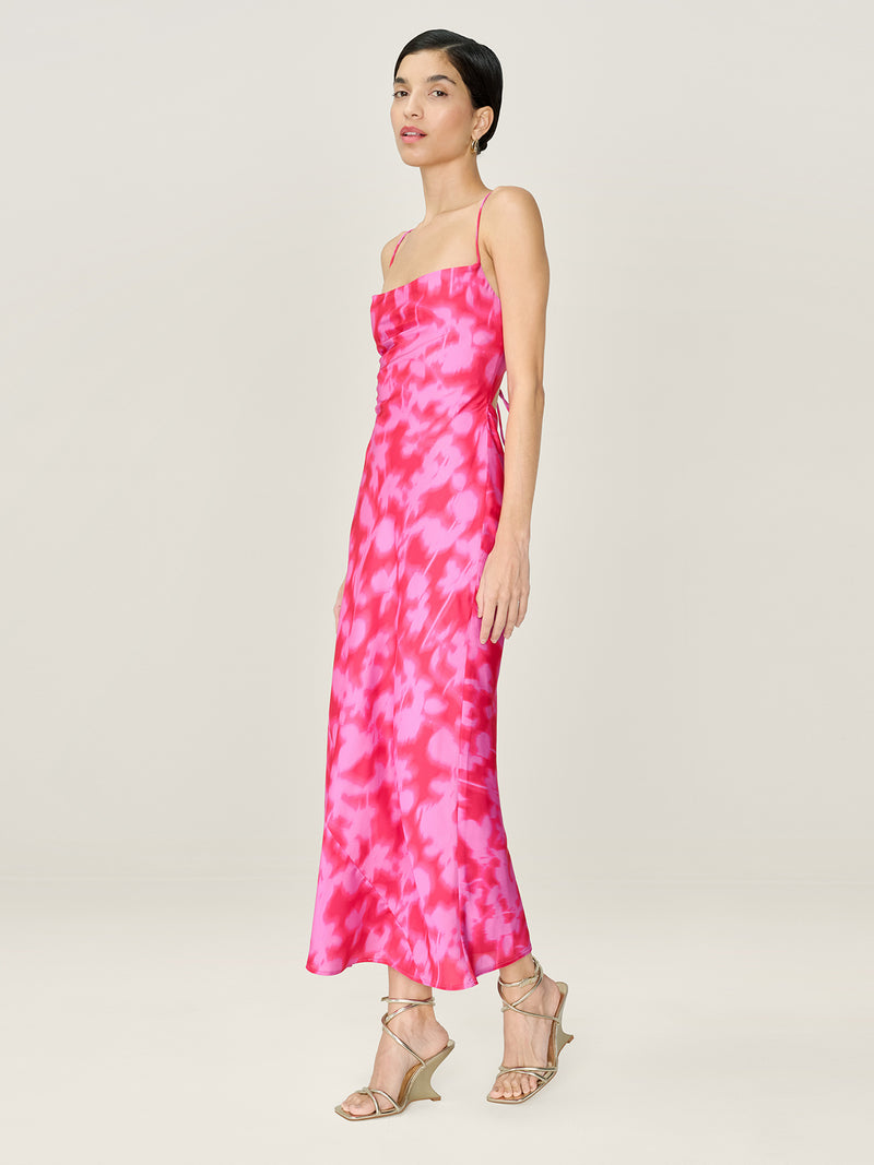 Riviera Dress in Blurred Floral Magenta