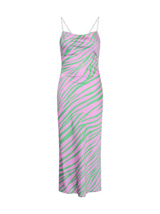 Riviera Midi Dress in Pink & Green Zebra