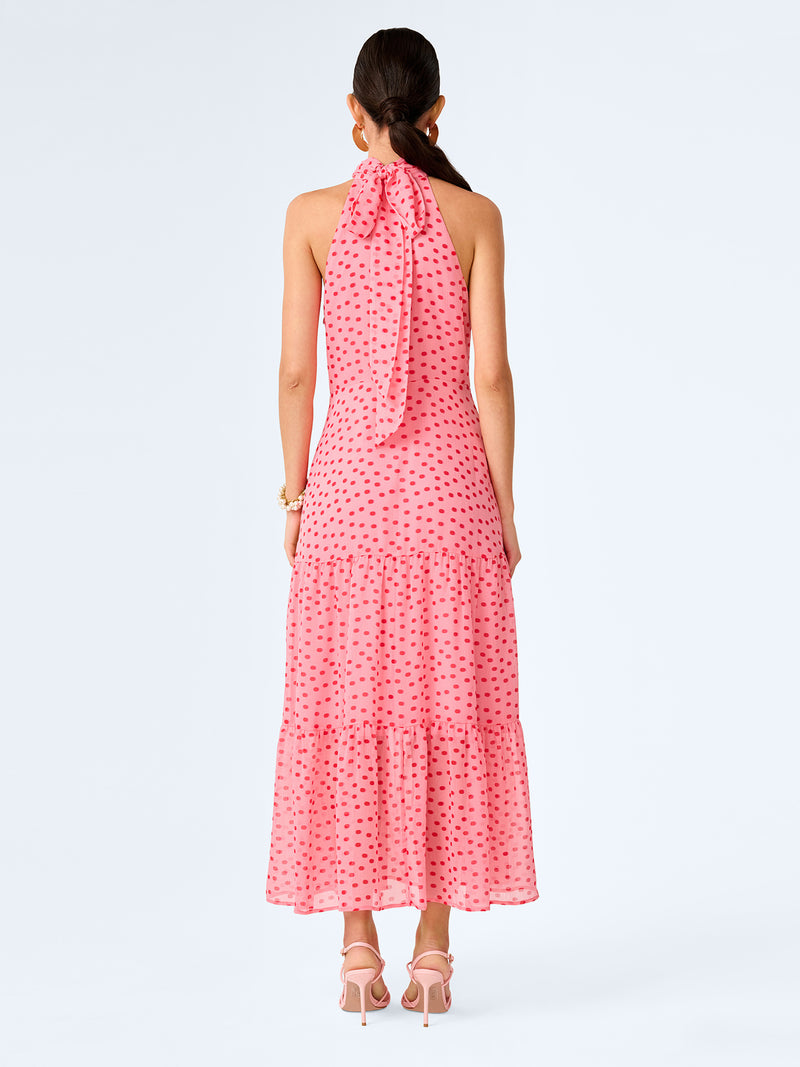 Romeo Dress in Pink and Red Mini Polka Dot