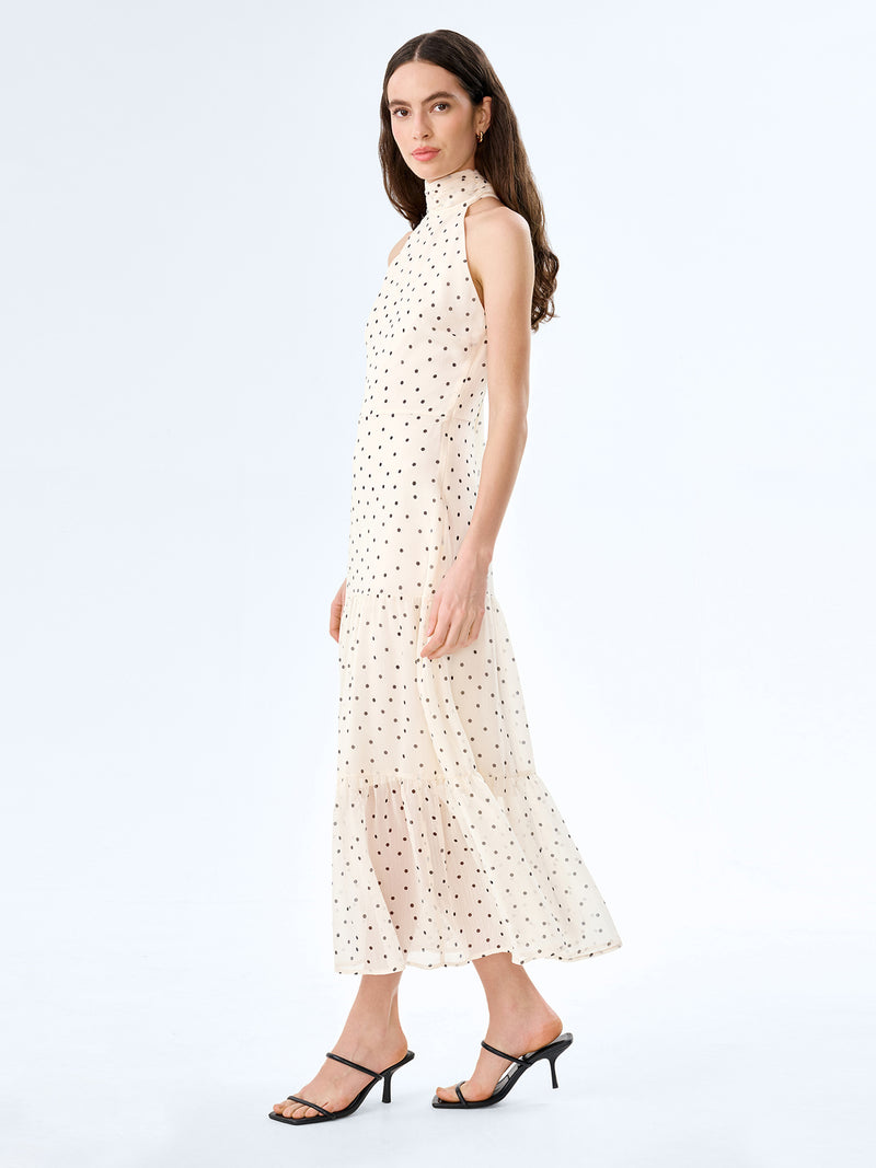 Romeo Dress in White Polka Dot