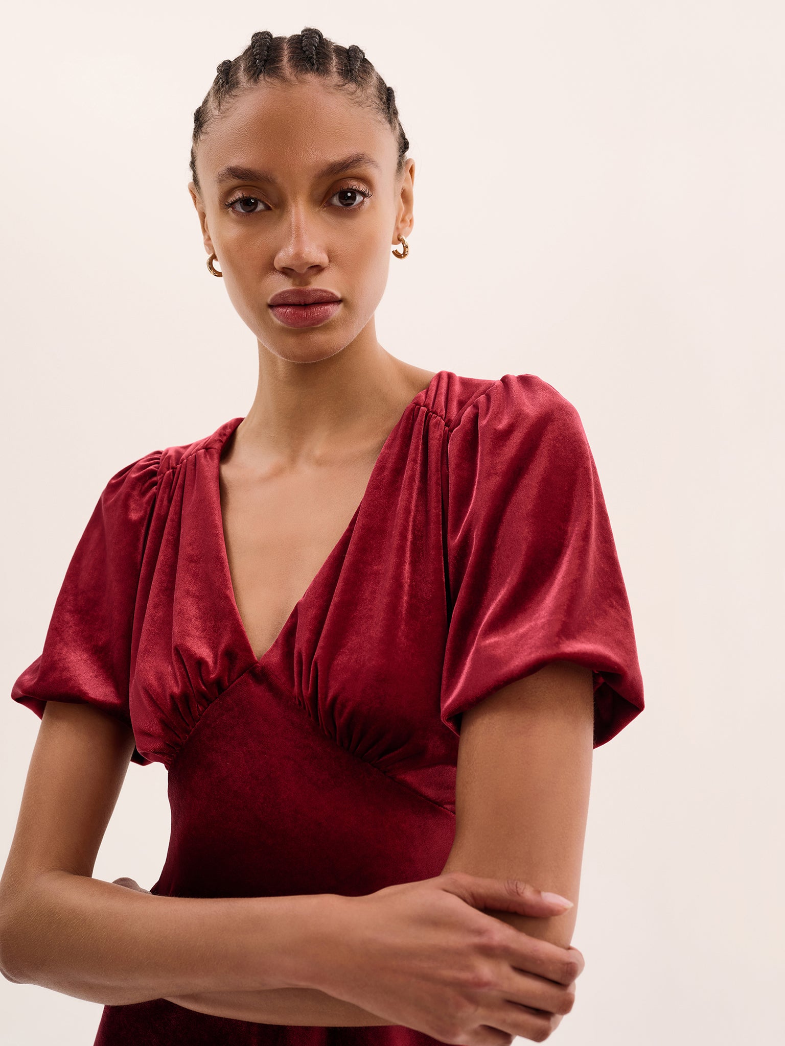 Rosie Velvet Dress in Red | OMNES | Ethical & Affordable Clothing Rosie Velvet Dress in Red | OMNES | Ethical & Affordable Clothing