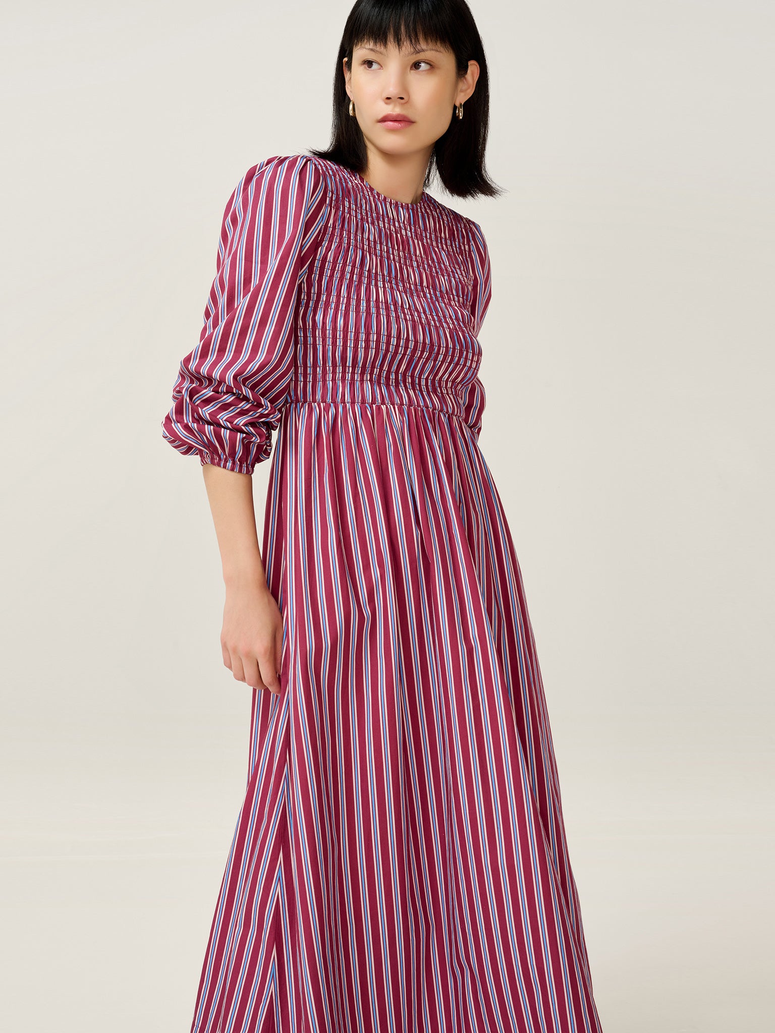 Saint Dress in Blue Stripe | OMNES | Ethical & Affordable Clothing Saint Dress in Blue Stripe | OMNES | Ethical & Affordable Clothing