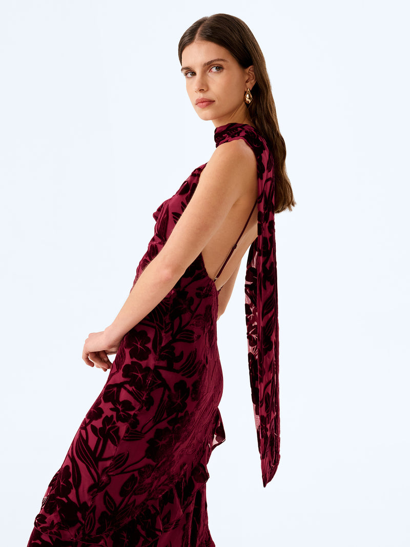 Scarlett Scarf in Deep Wine Devore