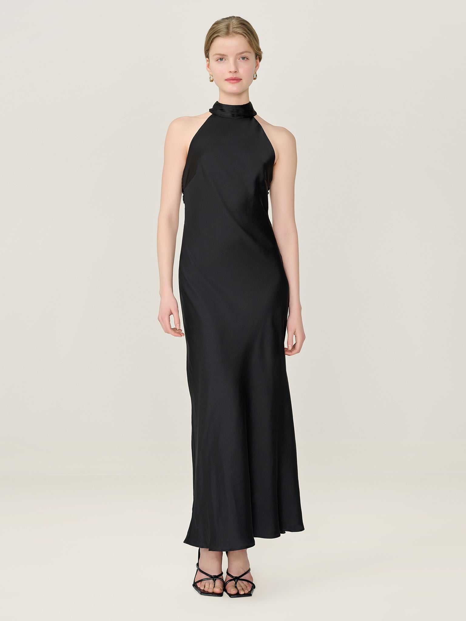 Omnes Halterneck Satin Maxi Dress - Blue Omnes Halterneck Satin Maxi Dress - Blue