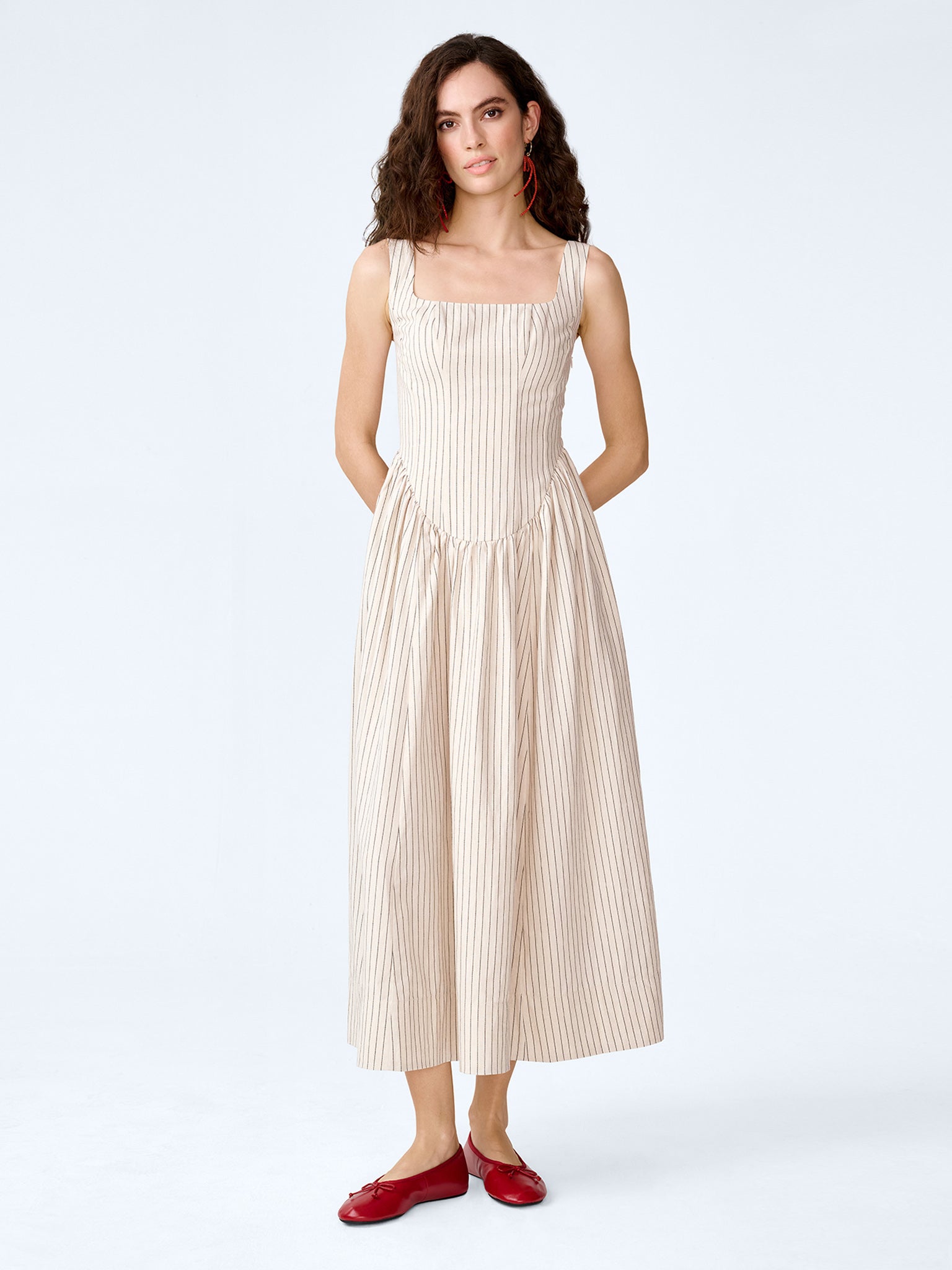Suri Dress in Cream and Black Stripe – OMNES