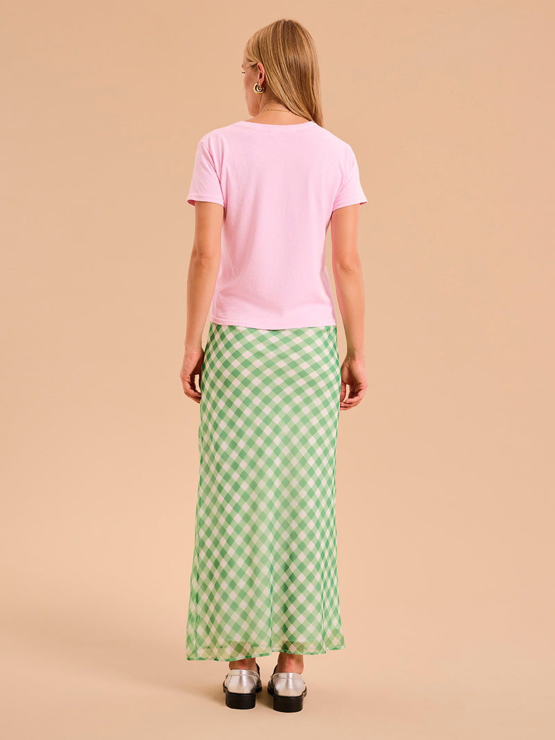 Tabitha Maxi Skirt in Cream and Green Check