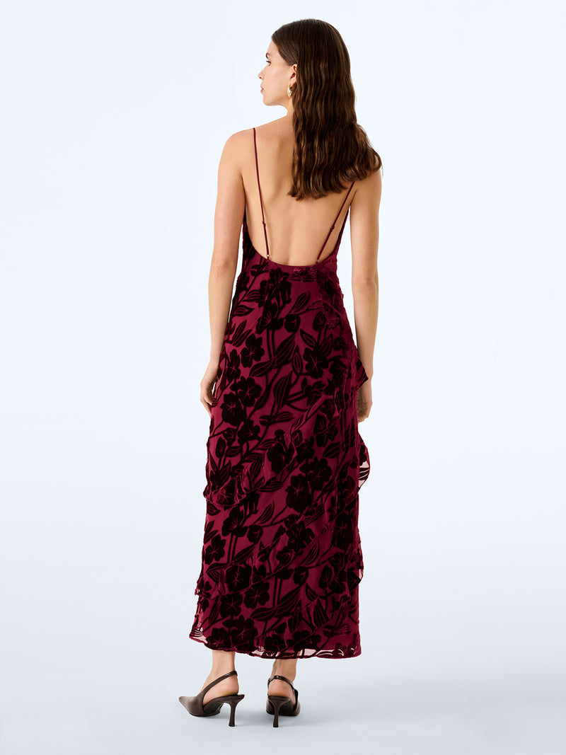 Taylor Dress in Deep Wine Devore