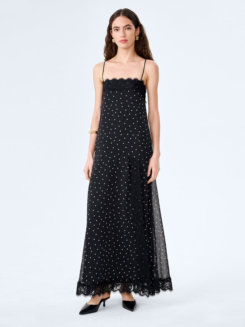 Thea Dress in Black Polka Dot