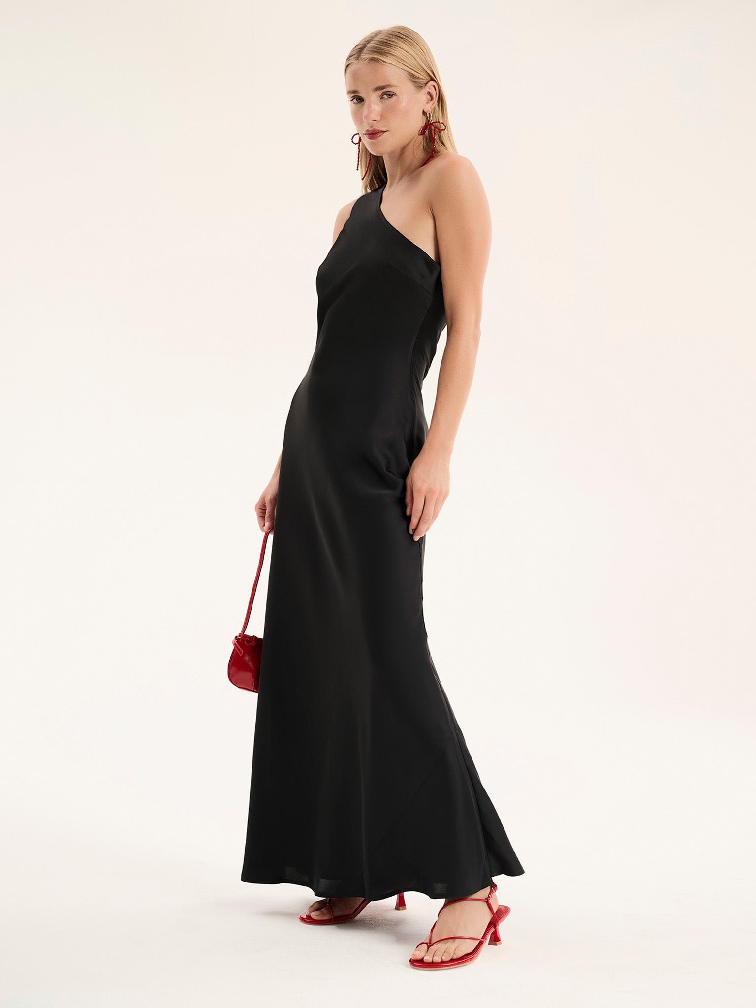 princess polly baby blue dress Emily Elegant Off-Shoulder Ruched Gown - Black main image 1