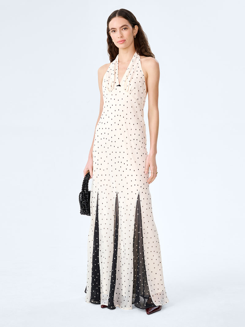 Vivi Dress in White Polka Dot