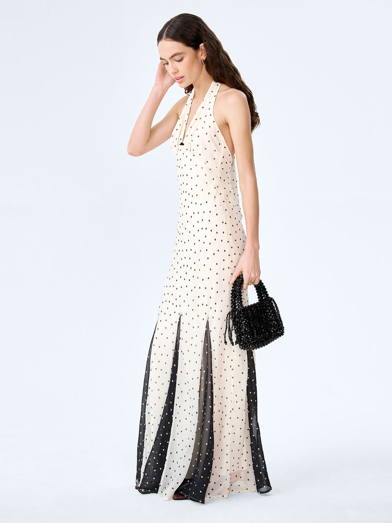 Vivi Dress in White Polka Dot