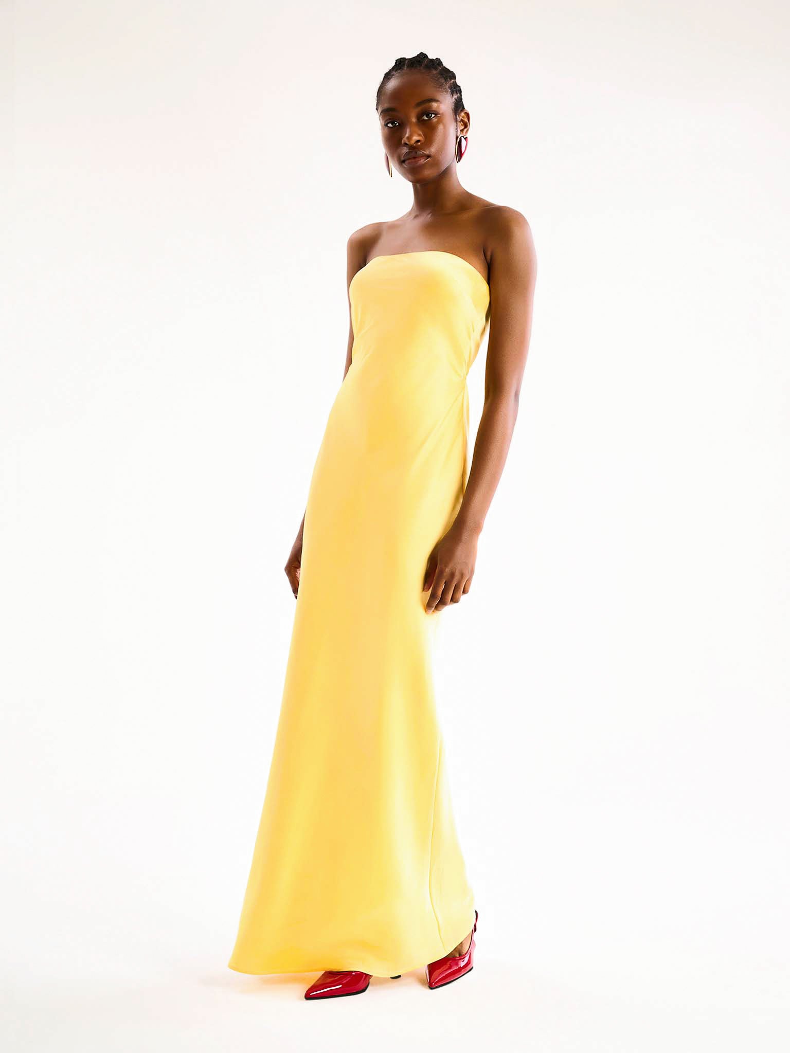 Amdra Strapless Dress in Yellow | OMNES | Ethical & Affordable Clothing | Shop Women's Dresses Amdra Strapless Dress in Yellow | OMNES | Ethical & Affordable Clothing | Shop Women's Dresses