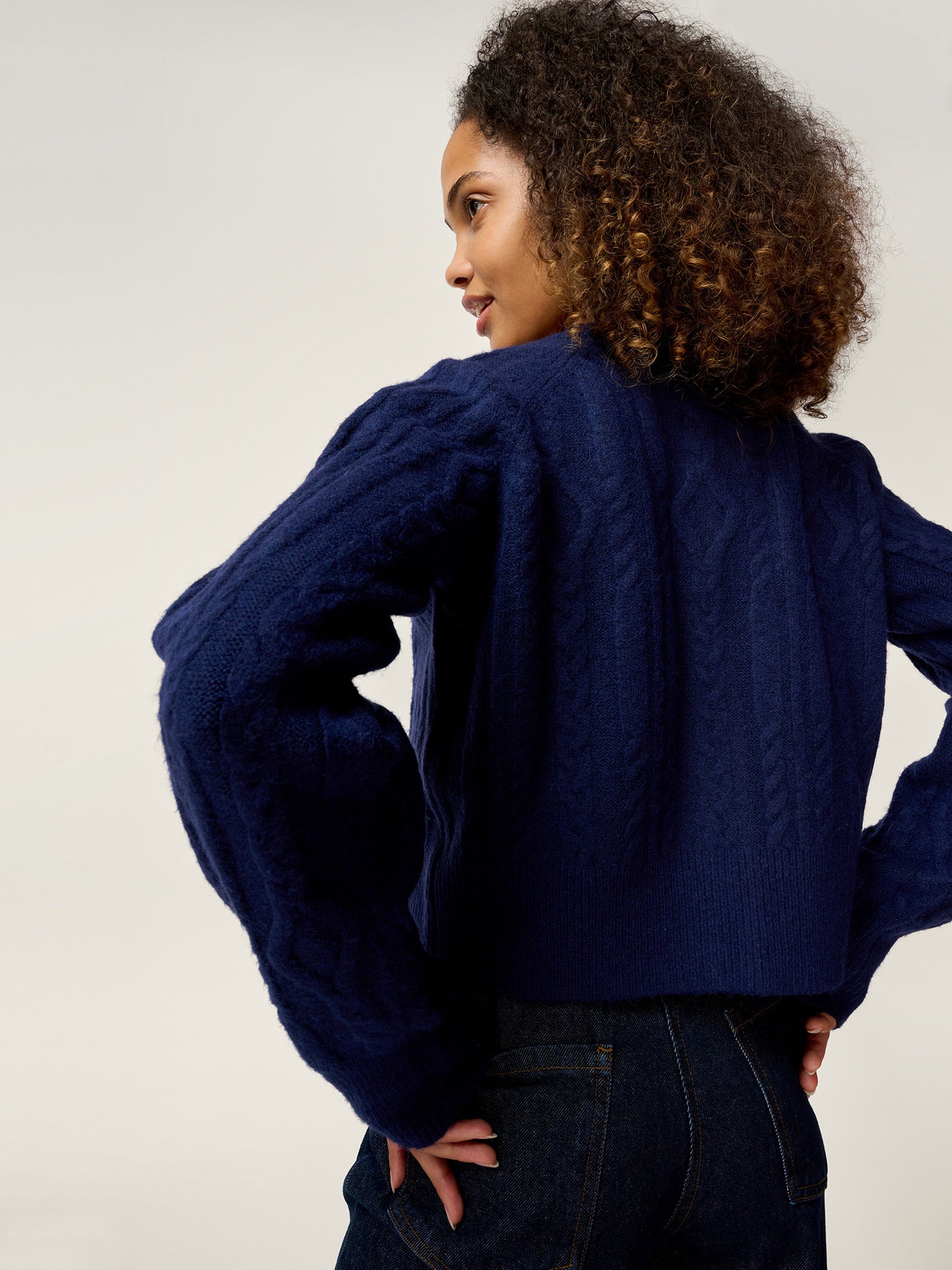 August Cable Cardigan in Navy | OMNES | Ethical & Affordable Clothing