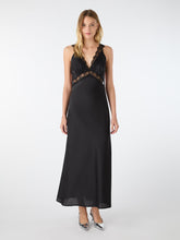 Load image into Gallery viewer, Aurelia Lace Trim Maxi Dress in Black