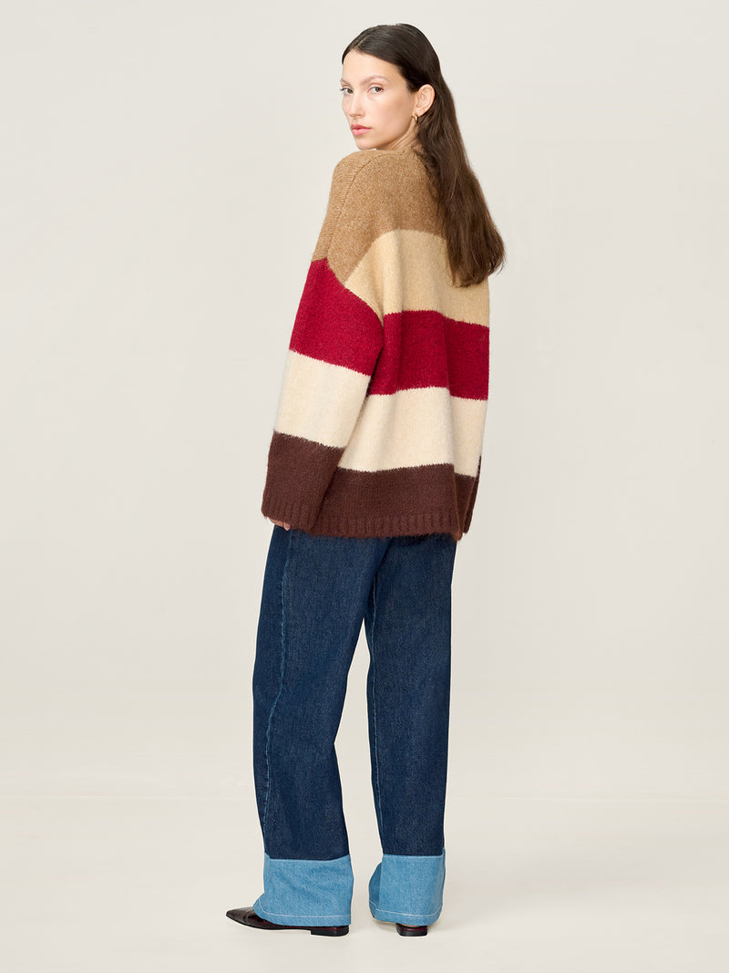 Omnes Constance Stripe Jumper in Brown
