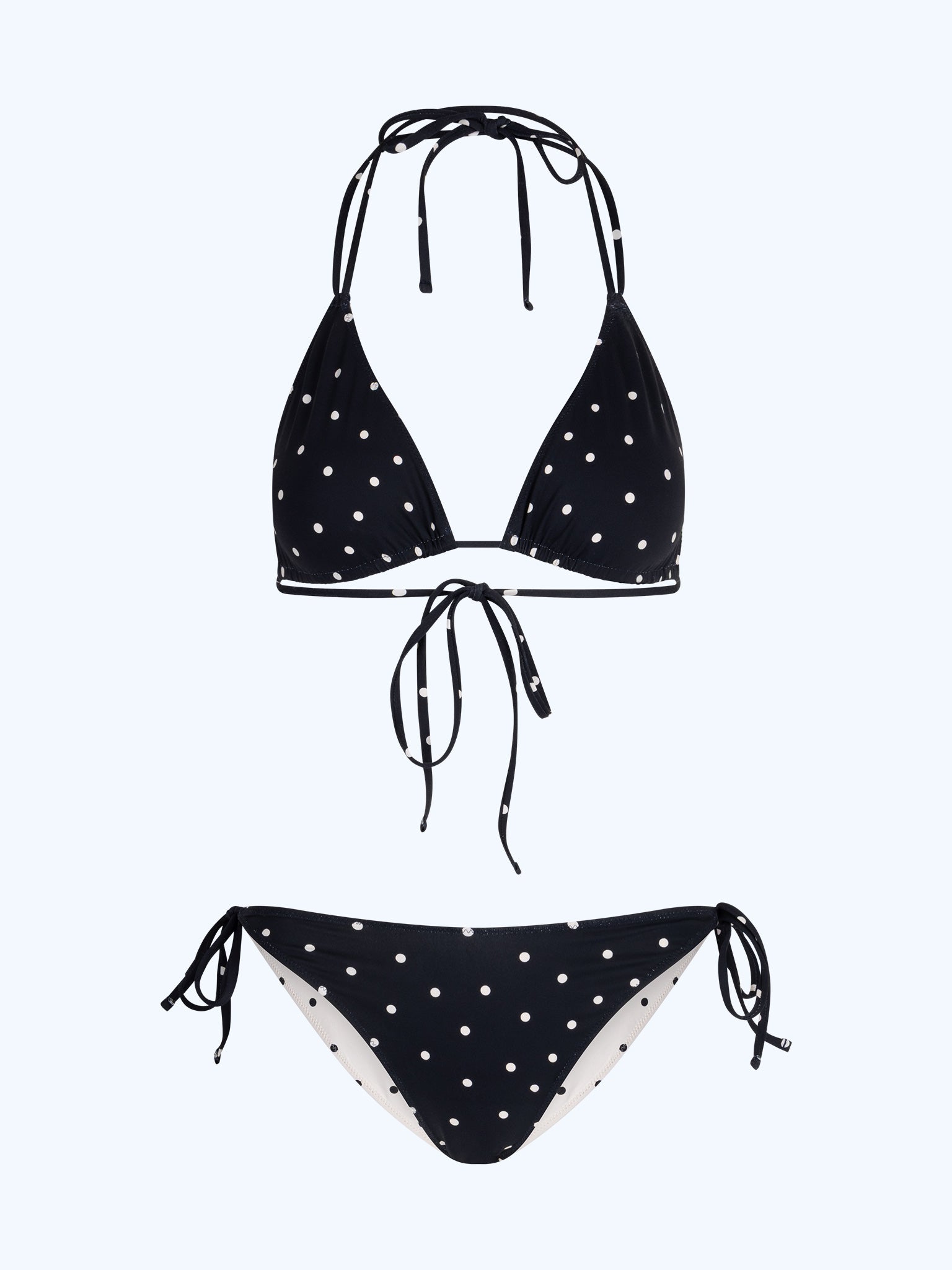 Coral Reversible Bikini Set in White Polka Dot