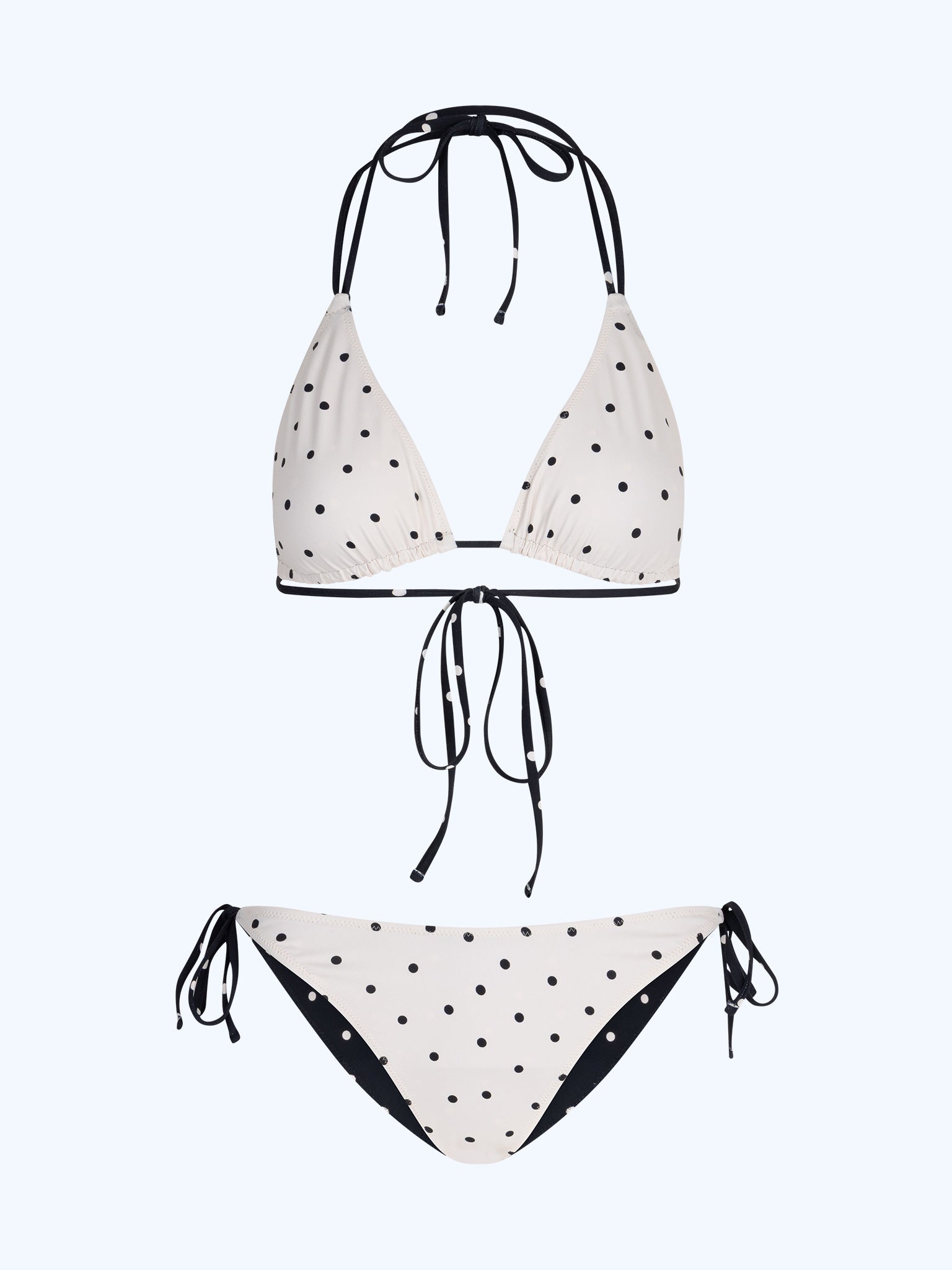 Coral Reversible Bikini Set in White Polka Dot