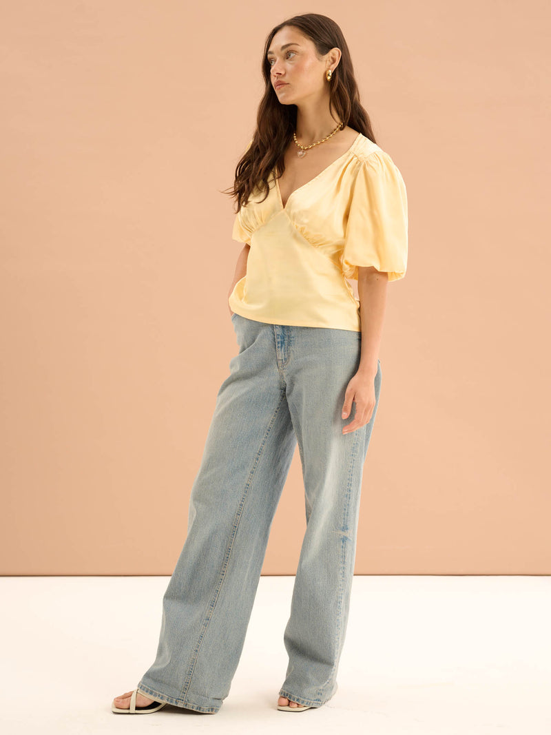 Cressida Puff Sleeve Top in Yellow
