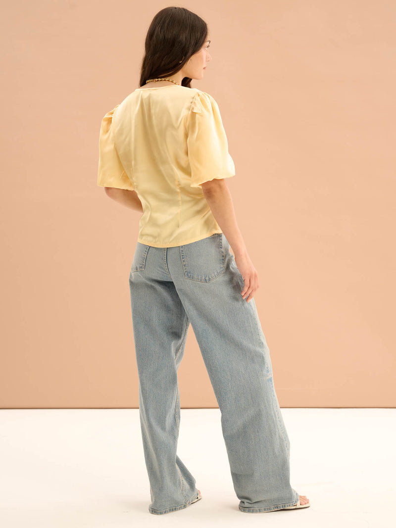 Cressida Puff Sleeve Top in Yellow