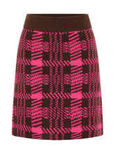 Load image into Gallery viewer, Emma Checked Knitted Skirt in Magenta and Brown