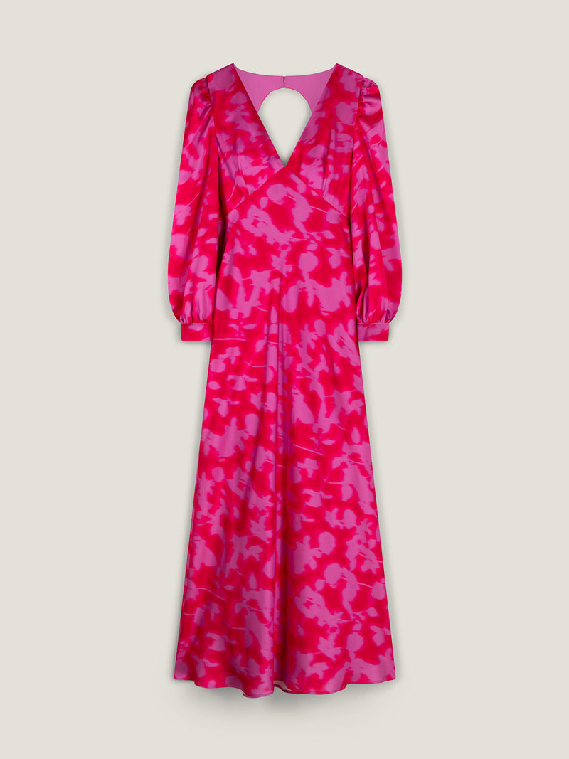 pink blurred tiny flowers long sleeve maxi dress Farm Rio Pink Blurred Tiny Flowers Long Sleeve Maxi Dress