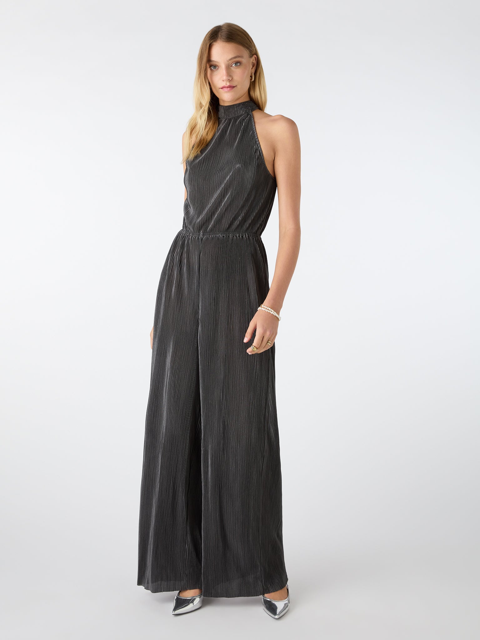 Hallie Halter Plisse Jumpsuit