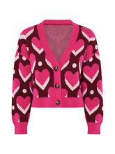 Load image into Gallery viewer, Heather Heart Cardigan in Pink