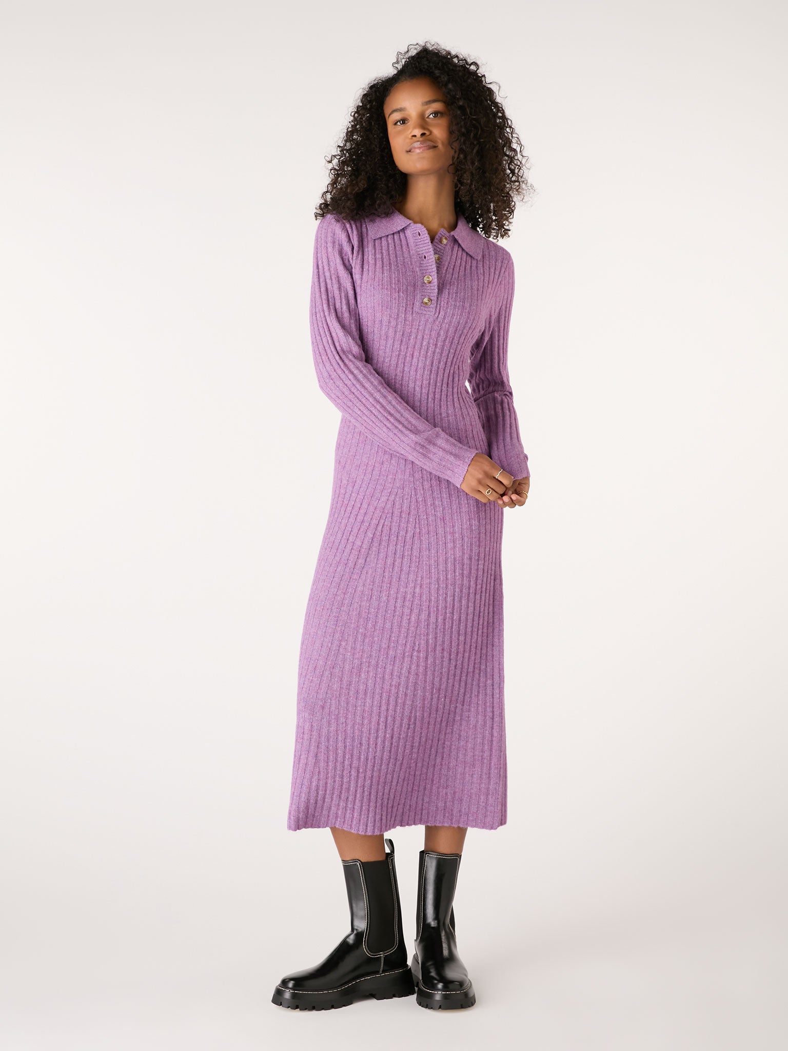 Henley Ribbed Placket Dress