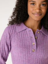 Load image into Gallery viewer, Henley Ribbed Placket Dress in Purple