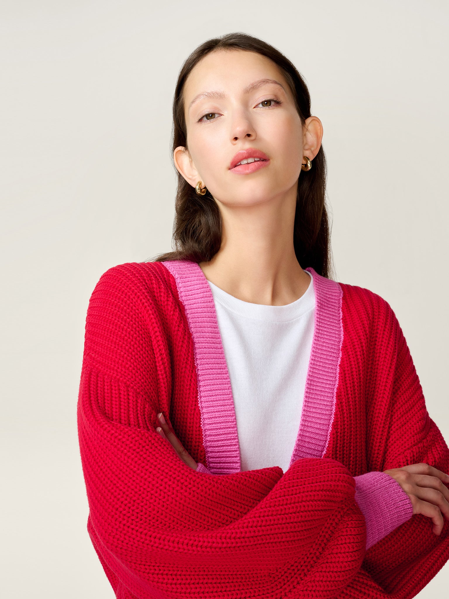Hopper Cardigan in Red | OMNES | Ethical & Affordable Clothing