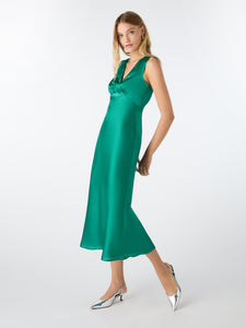 Iris Midi Dress in Viridian Green