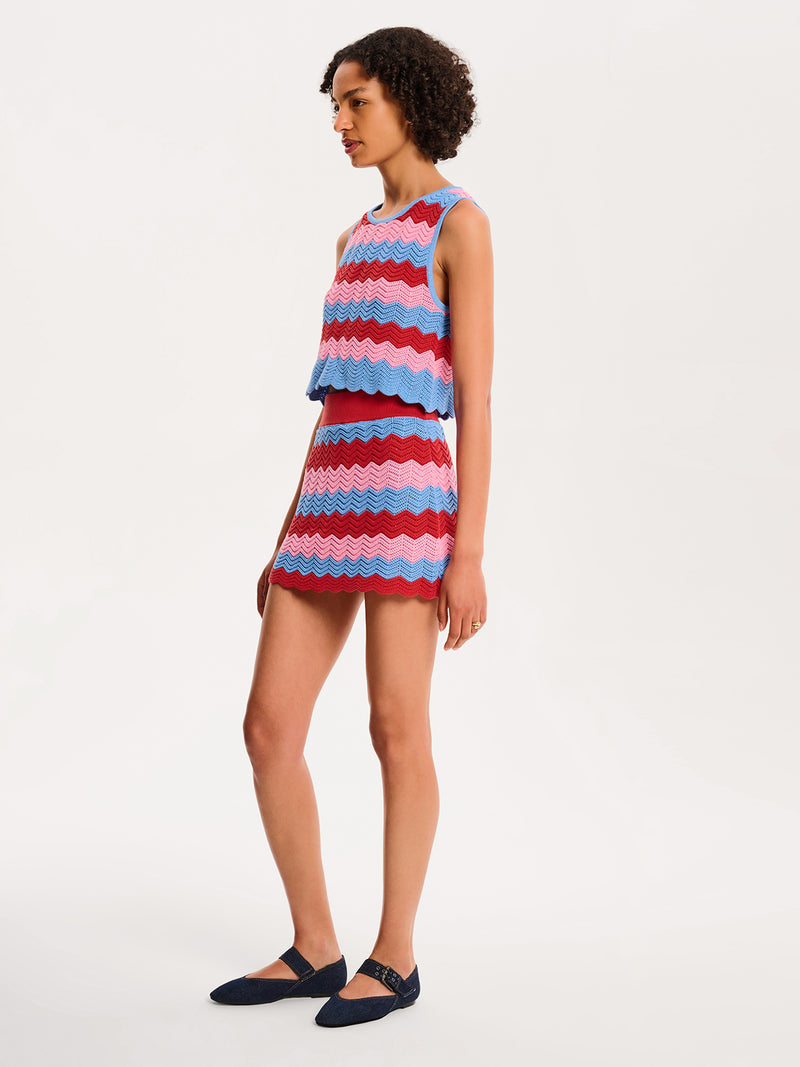 Wilma Top in Blue and Pink