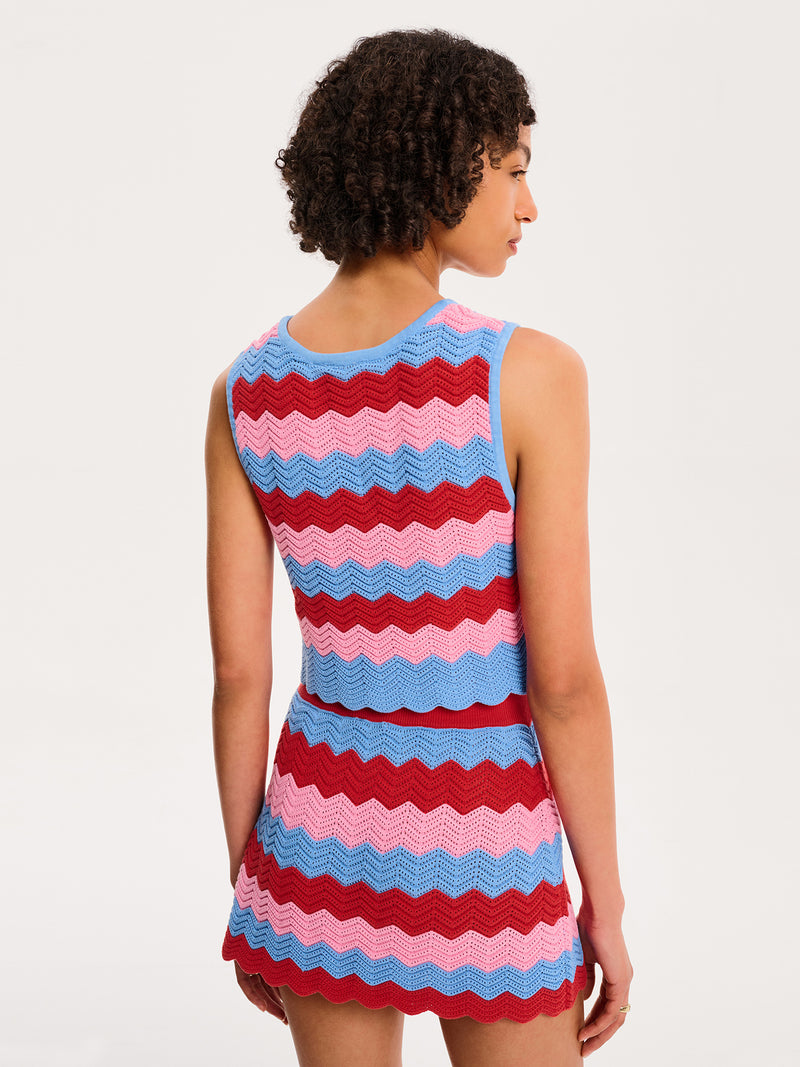 Wilma Top in Blue and Pink