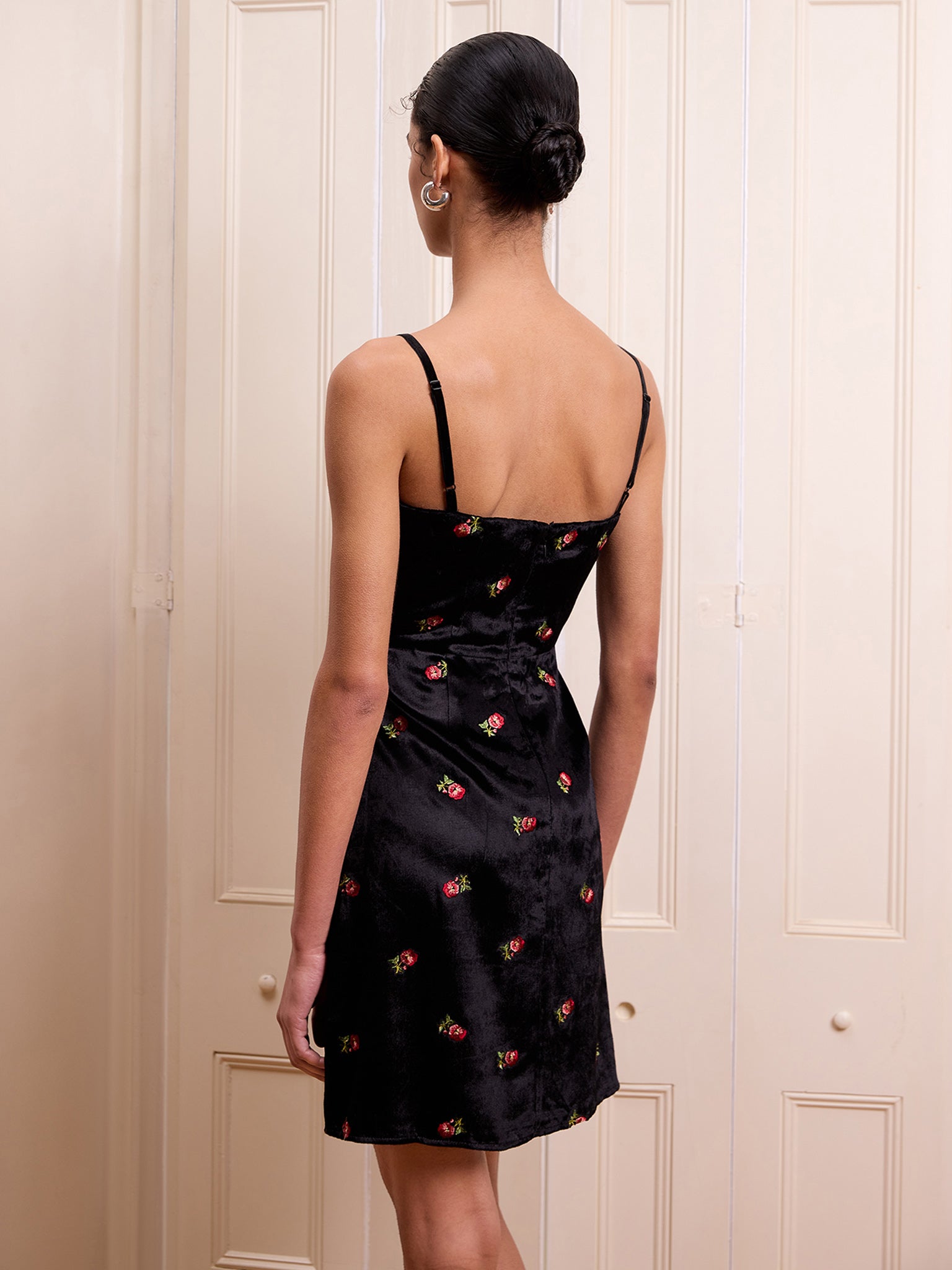 Jules Embroidered Mini Dress in Black OMNES Jules Embroidered Mini Dress in Black OMNES