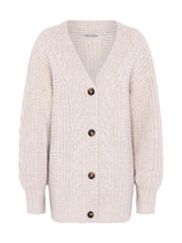 Load image into Gallery viewer, Kitty Longline Cable Cardigan in Cream