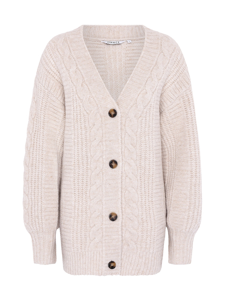 Kitty Longline Cable Cardigan in Cream
