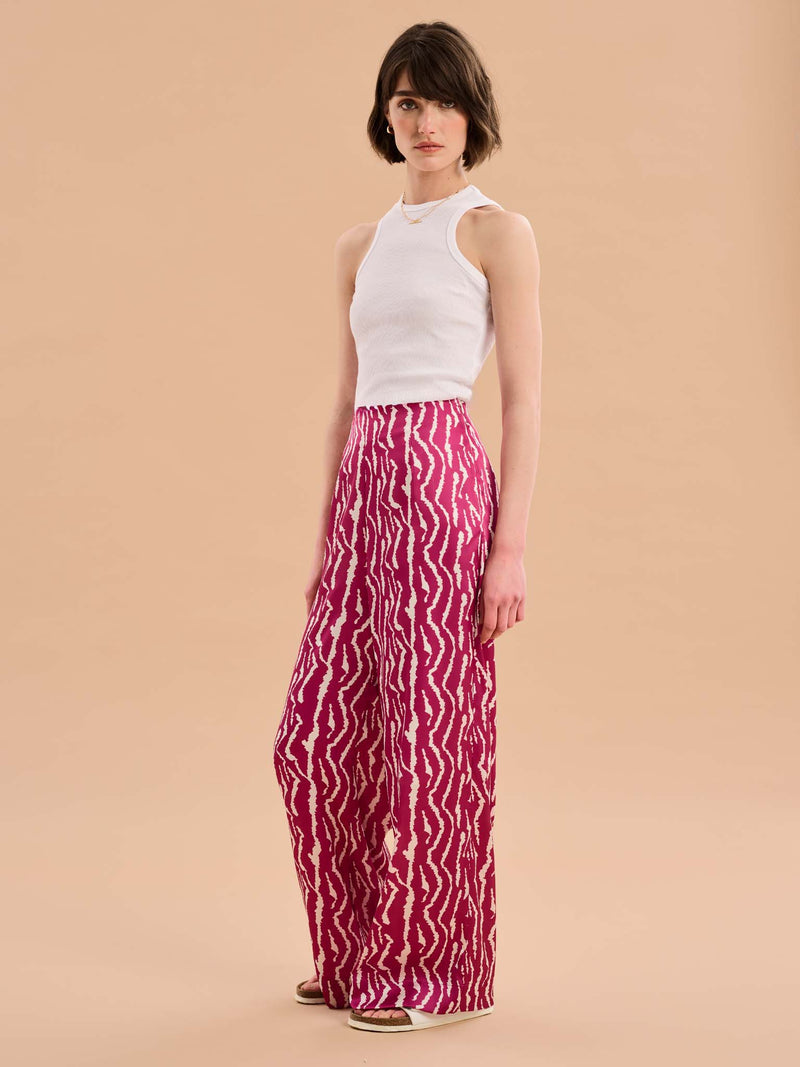 Lynx Satin Wide Leg Print Trouser