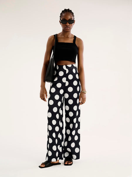 Lynx Satin Wide Leg Spot Print Trouser – OMNES