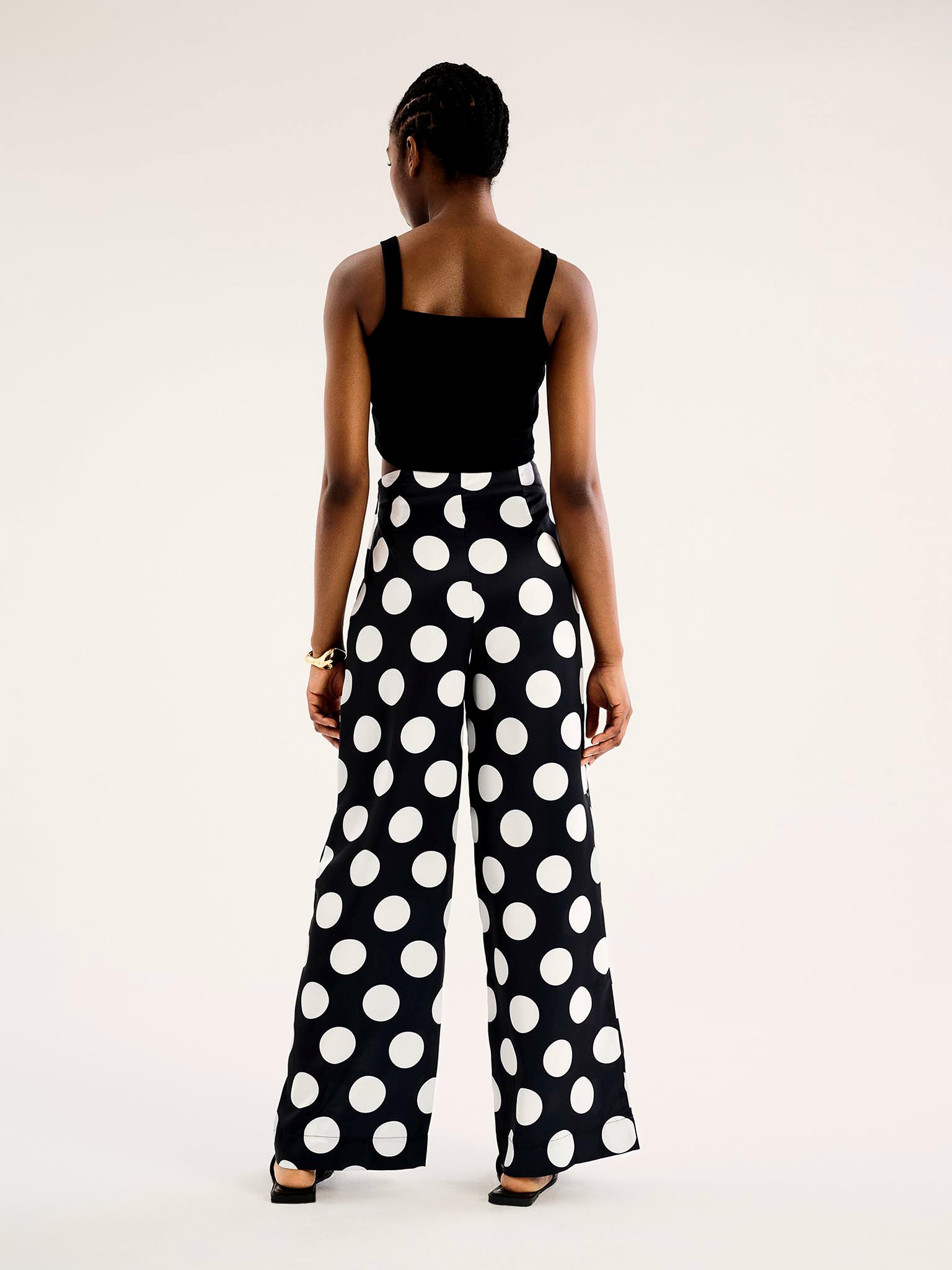 Lynx Satin Wide Leg Spot Print Trouser – OMNES