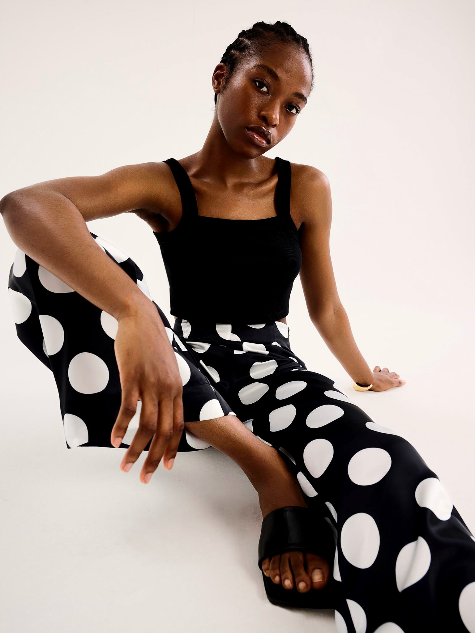 Lynx Satin Wide Leg Spot Print Trouser – OMNES