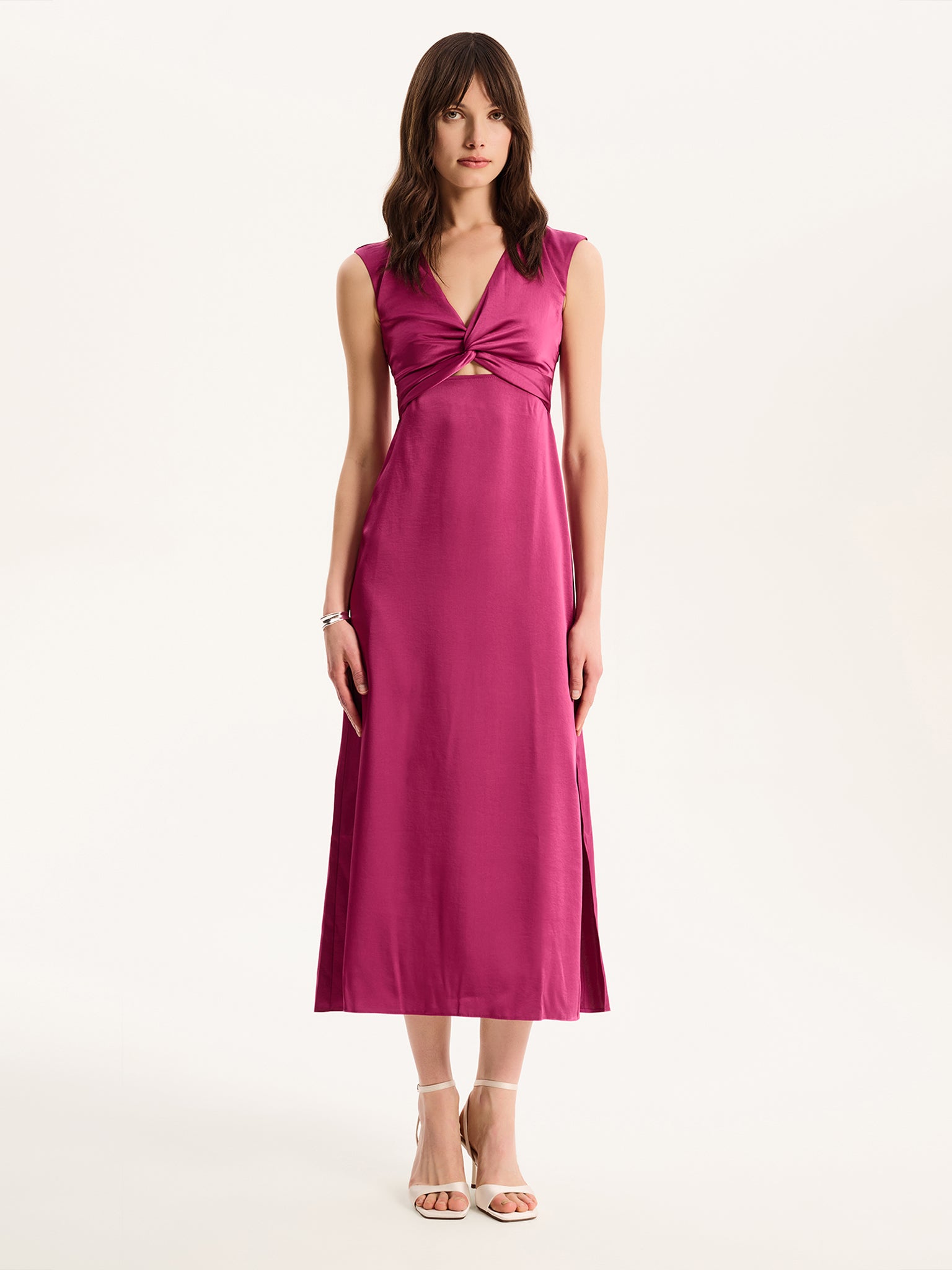 Marin Twist Front Dress in Magenta OMNES Dresses Sustainable