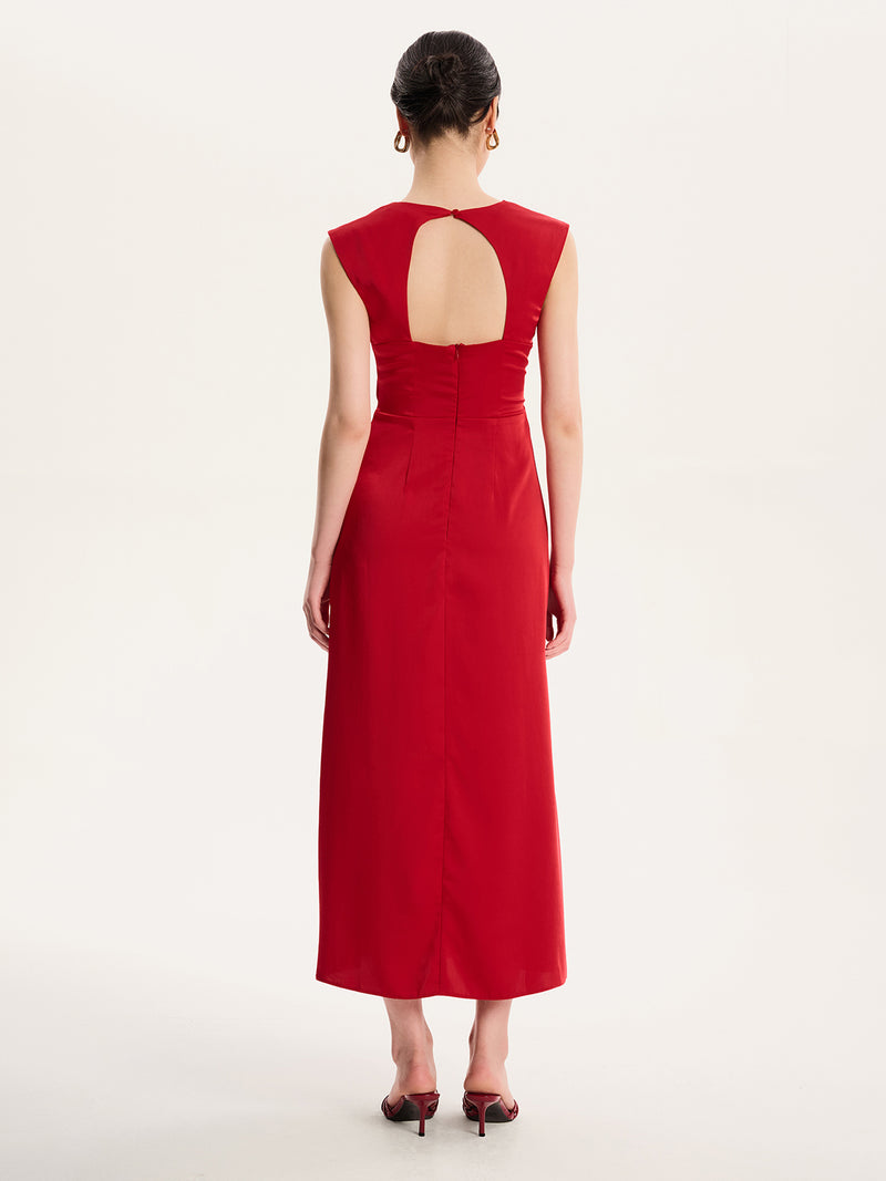 Marin Twist Satin Dress in Barbados Cherry 