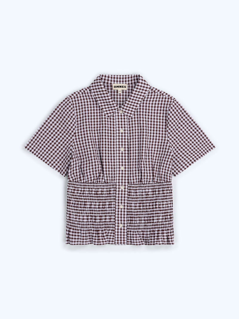 Merida Blouse in Chocolate/Cream Gingham