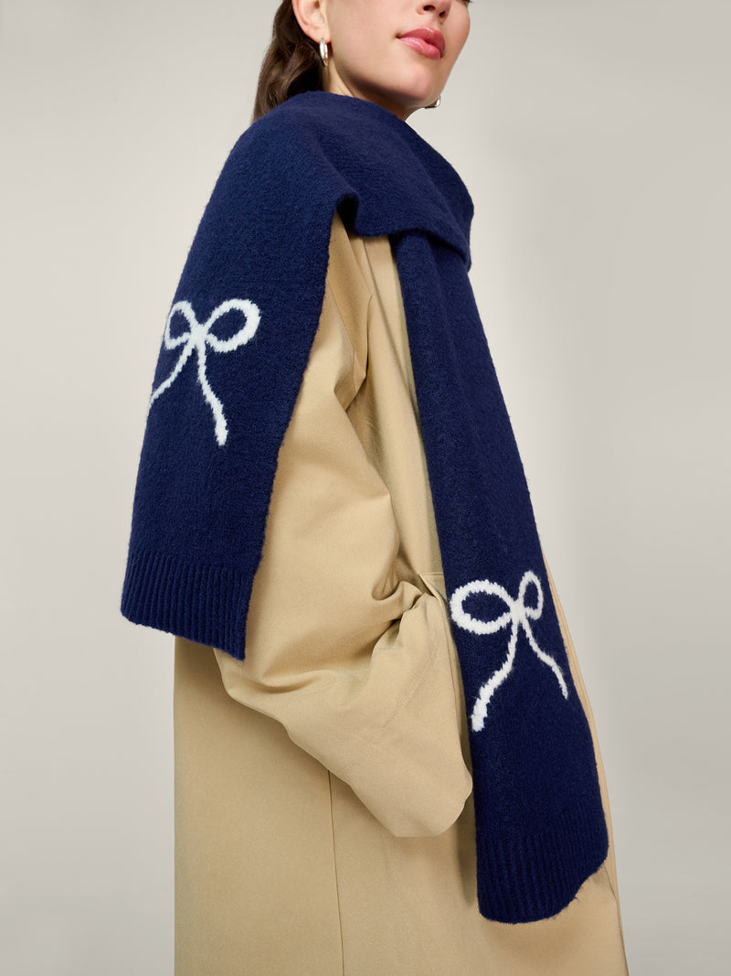 Molly Bow Scarf in Navy
